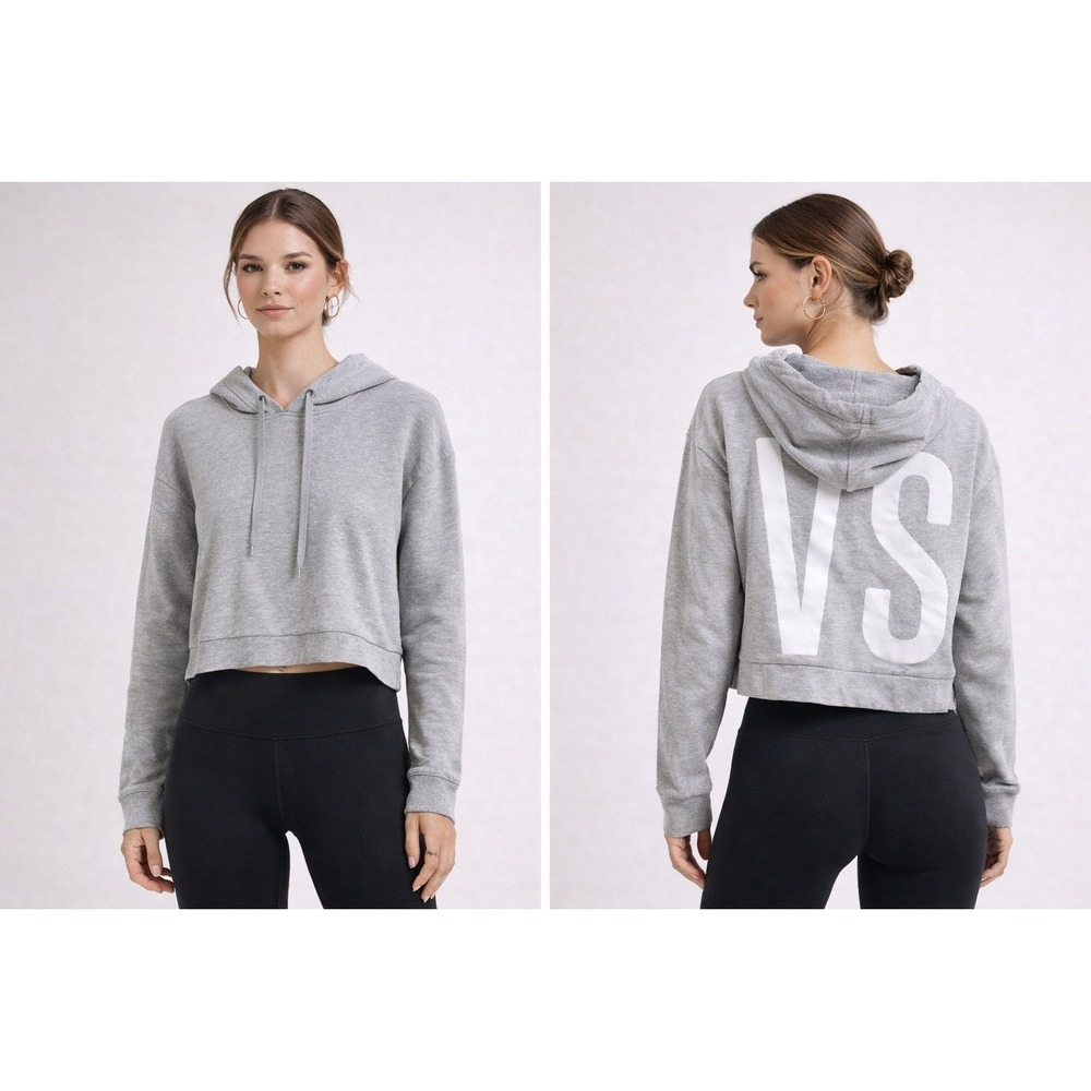 Victoria Sport VS Cropped Hoodie Small Gray Y2K Gymcore
